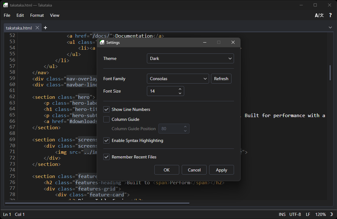 Takataka text editor